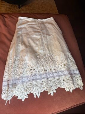 Beige Lace-Trim A-Line Women's Skirt